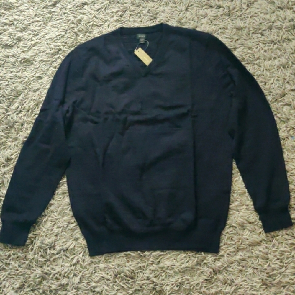 New Men's J.Crew Deep Navy V-Neck Sweater
